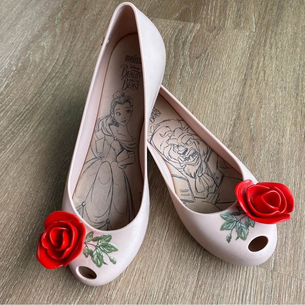 Melissa Disney Beauty and the Beast Rose-Scented Ultragirl Flats Size 6
